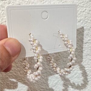 Elegant Pearl Hoop Earrings